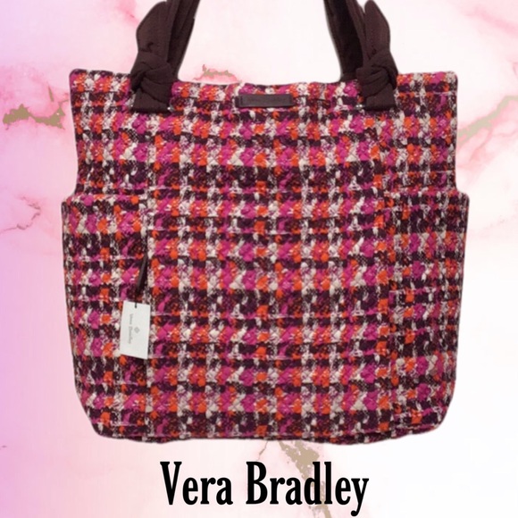 NWT Vera Bradley Hadley Tote with Phone Charger Pocket, Houndstooth Tweed - Picture 1 of 11